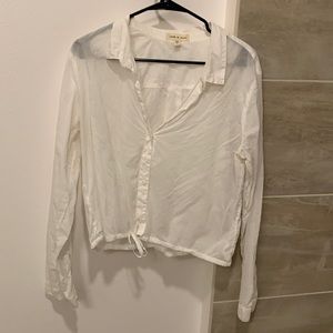 Cloth & Stone Sheer White Button Up Shirt